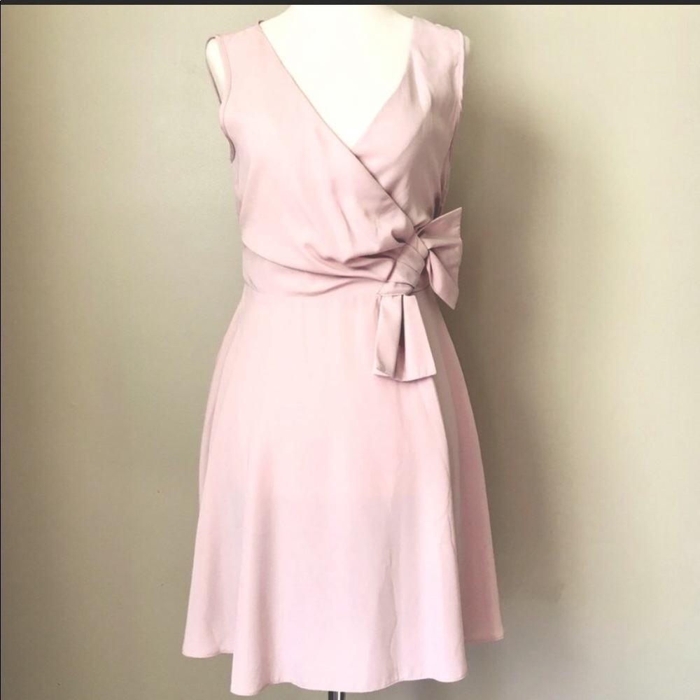 NWT ASOS Blush Pink Bow Waist Surplice Dress 4